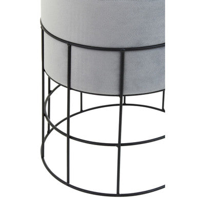 Cage Frame Velvet Stool | Hayes