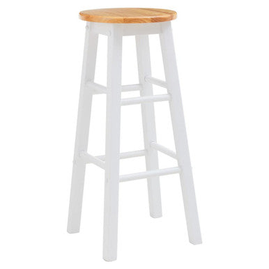 White and Natural Wooden Kitchen or Bar Stool | Chester