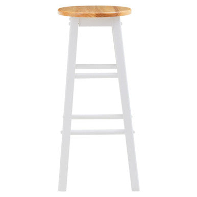 White and Natural Wooden Kitchen or Bar Stool | Chester