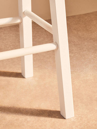 White and Natural Wooden Kitchen or Bar Stool | Chester