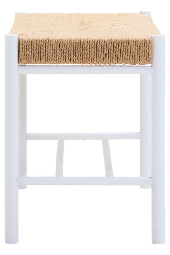 Small Natural Rope and White Wood Bench | Bandar