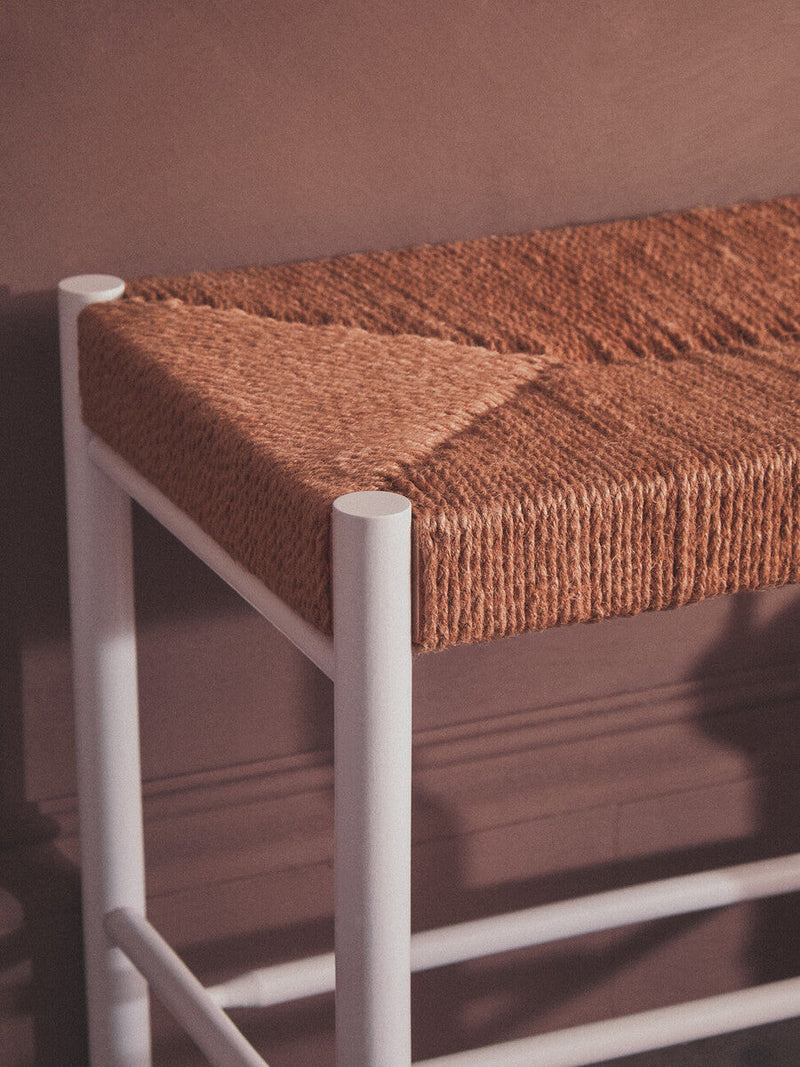 Small Natural Rope and White Wood Bench | Bandar