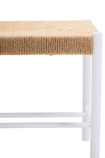 Small Natural Rope and White Wood Bench | Bandar