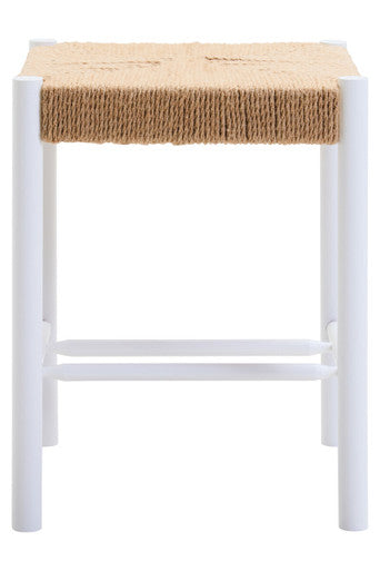 Natural Rope and White Wood Stool | Bandar