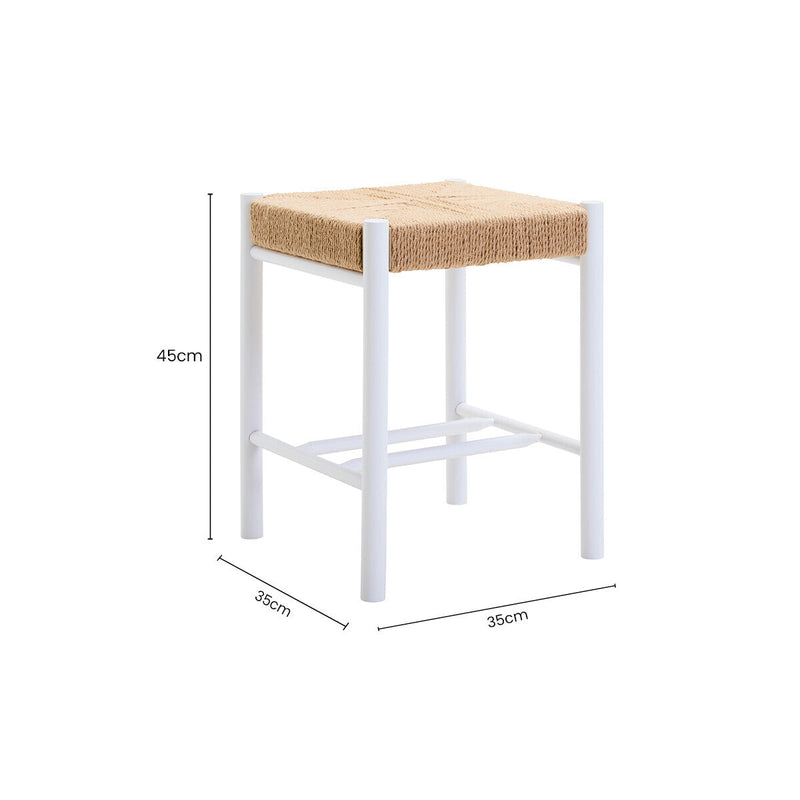 Natural Rope and White Wood Stool | Bandar