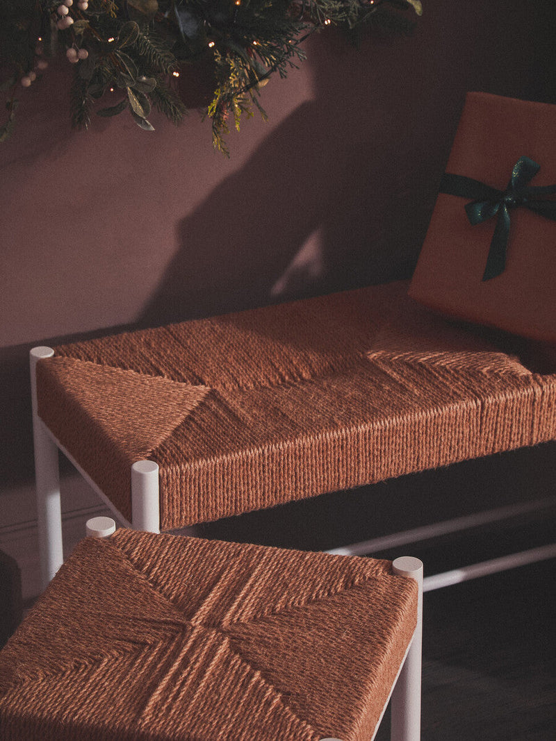 Natural Rope and White Wood Stool | Bandar