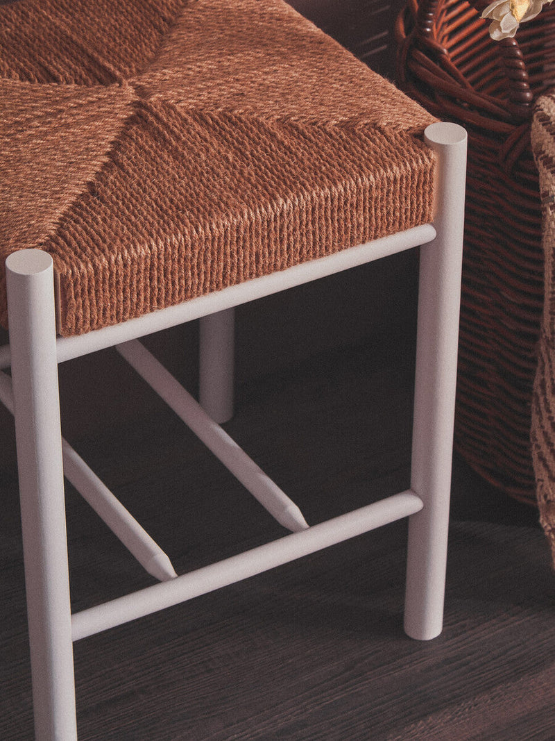 Natural Rope and White Wood Stool | Bandar