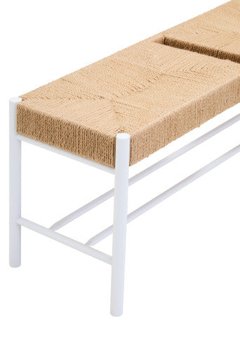 Large Natural Rope and White Wood Bench | Bandar