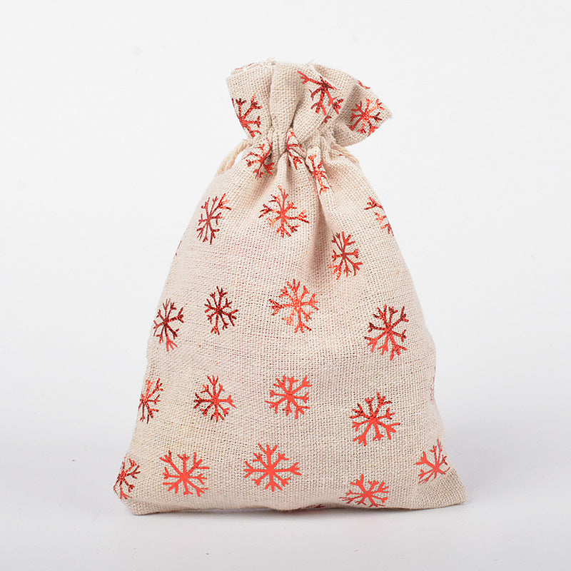 Snowflake Elk Candy Cotton Linen Packaging Bag
