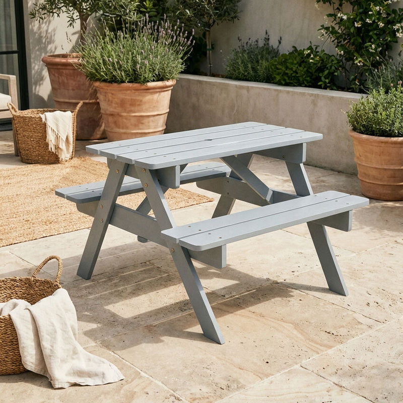 Grey Finish Wood Kids Picnic Bench | Brighton