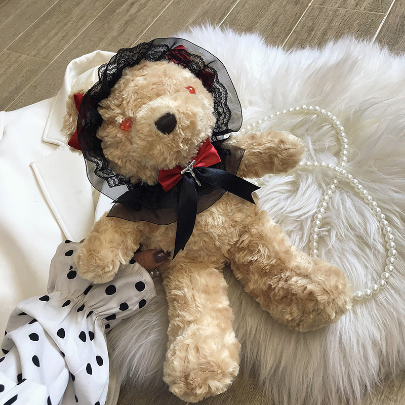 Creative Teddy Bear Chain Plush One Shoulder Messenger Bag