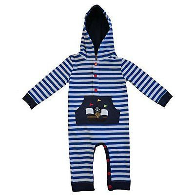powell craft pirate boat strippy hooded jumpsuit 6 - 12 months