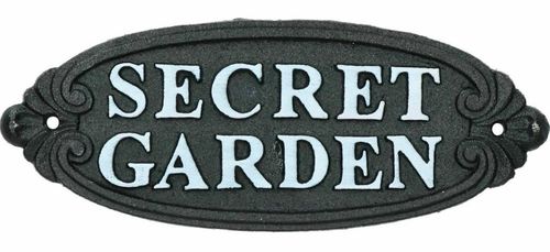 24CM CAST IRON SECRET GARDEN WALL SIGN - InStock
