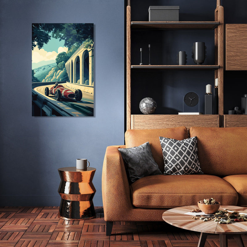 Racing Car Under Bridge Canvas