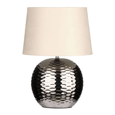 Dimple Effect Table Lamp in Chrome with Fabric Shade | Amiya