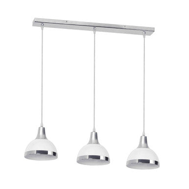 Three White and Chrome Shade Pendant Light | Vermont