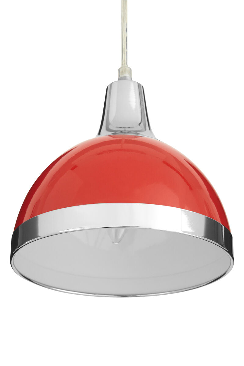 Red Shade and Chrome Pendant Light | Jasper