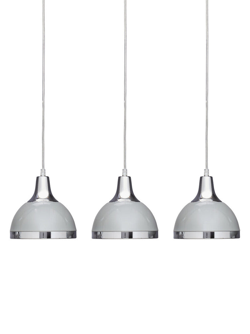 Three Shutter Grey and Chrome Shade Pendant Light | Vermont