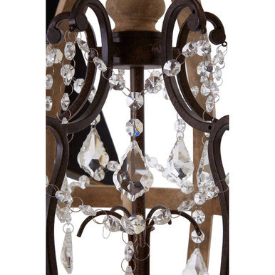 5 Arm Metal and Oak Wood Orb Chandelier | Pia