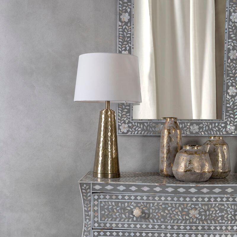 Antique Brass Finish Table Lamp with Cream Shade | Spiridon