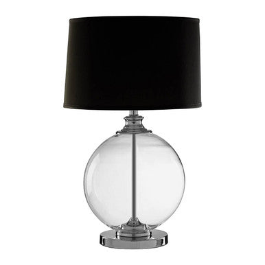 Small Glass Table Lamp with Black Silk Shade | Edna
