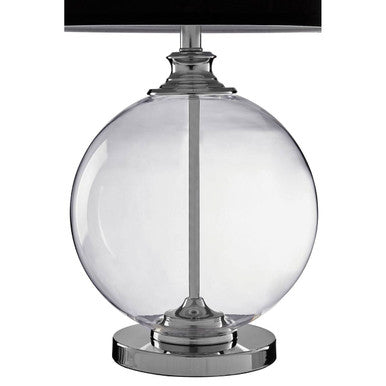 Small Glass Table Lamp with Black Silk Shade | Edna