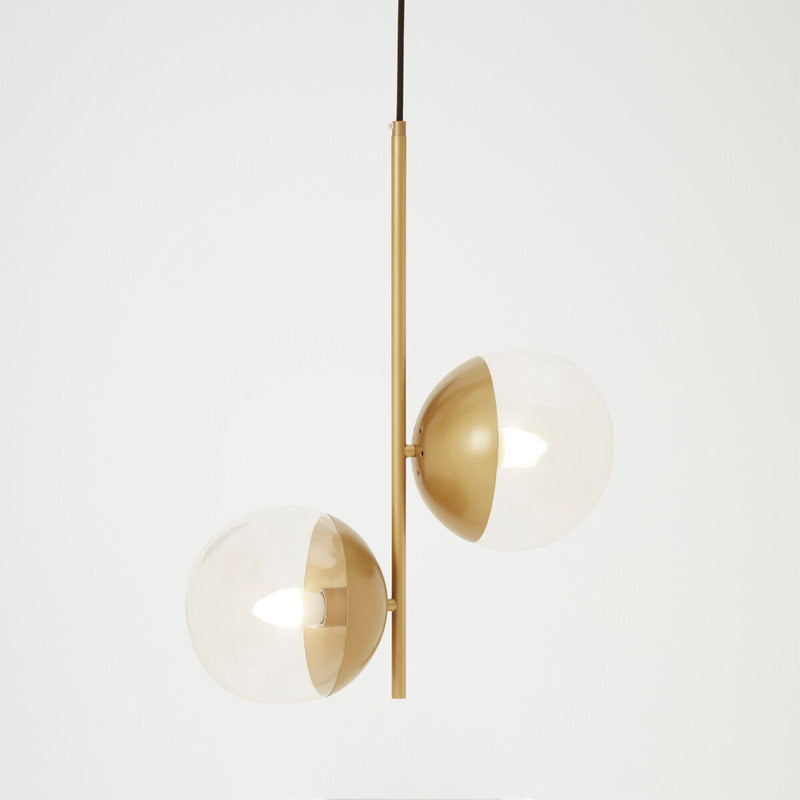 Gold Finish Pendant Light with Two Glass Shades | Revive