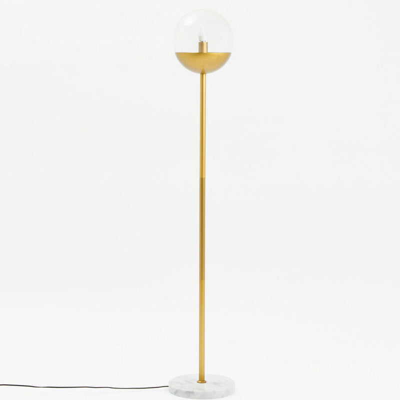 Gold Finish Metal Floor Lamp with White Marble Base | Revive