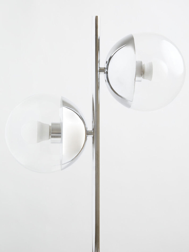 Two Light Chrome and White Marble Table Lamp | Revive