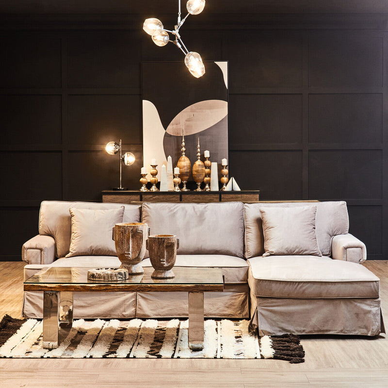 Two Light Chrome and White Marble Table Lamp | Revive