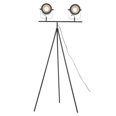 Two Spotlight Matte Black Tripod Floor Lamp | Stockholm