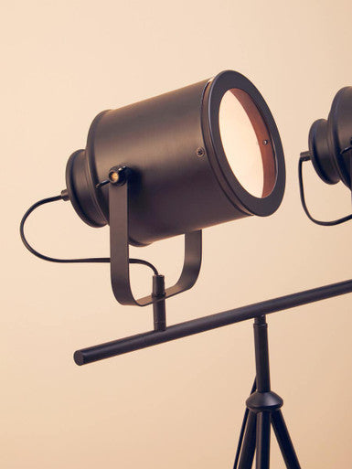 Two Spotlight Matte Black Tripod Floor Lamp | Stockholm