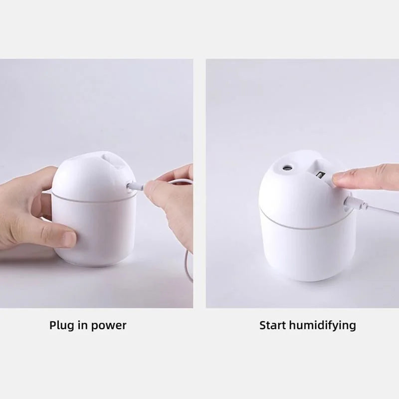 250ML USB Mini Air Humidifier & Essential Oil Diffuser - Quiet Mist Maker with LED Colour Light
