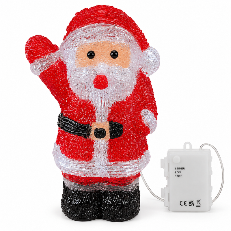 Light Up Acrylic Santa Christmas Decoration with Timer
