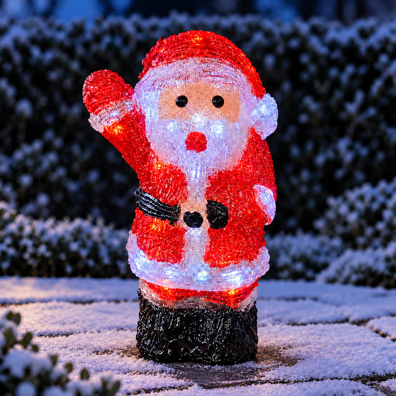 Light Up Acrylic Santa Christmas Decoration with Timer