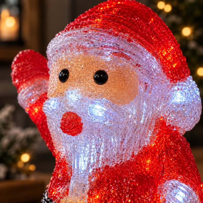 Light Up Acrylic Santa Christmas Decoration with Timer