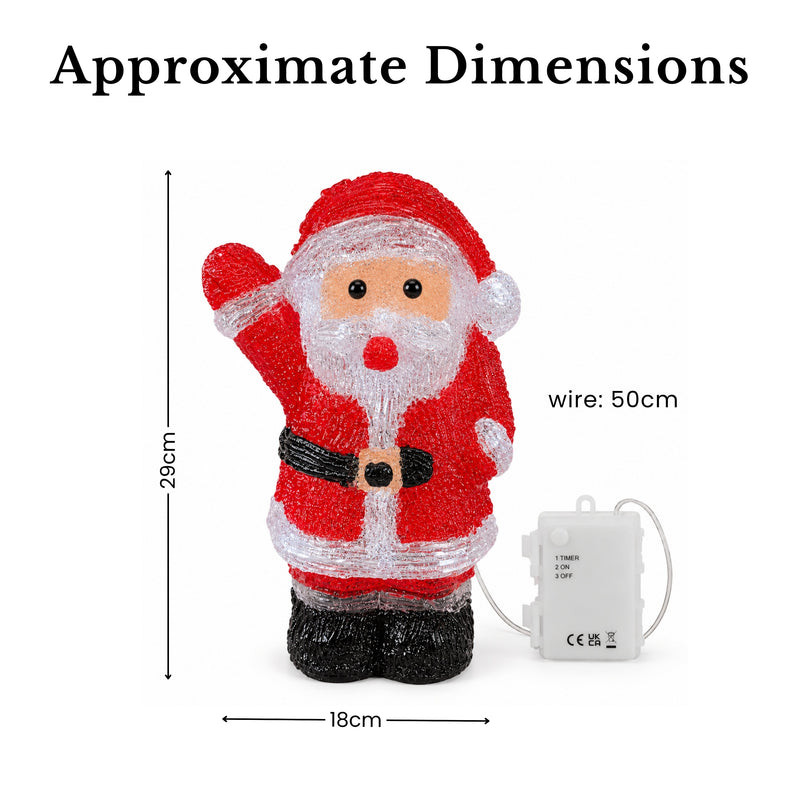 Light Up Acrylic Santa Christmas Decoration with Timer