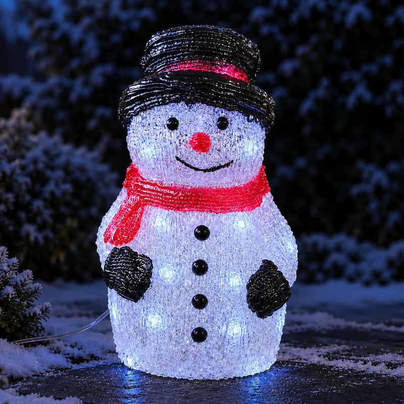 Light Up Acrylic Snowman Christmas Decoration with Timer