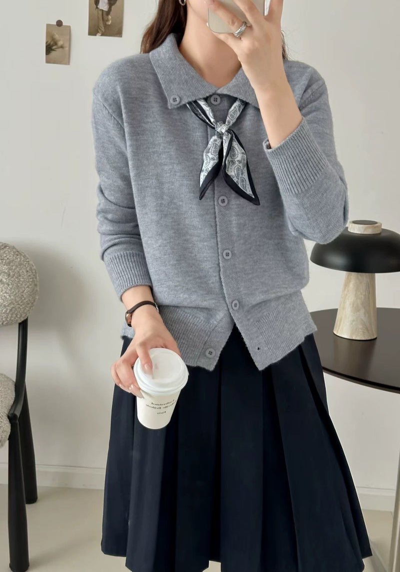 Lazy Fashion Lapel Scarf Sweater