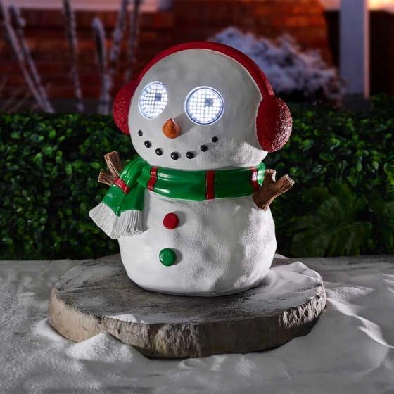 25cm Light Up Outdoor Snowman with LED Eyes and Timer