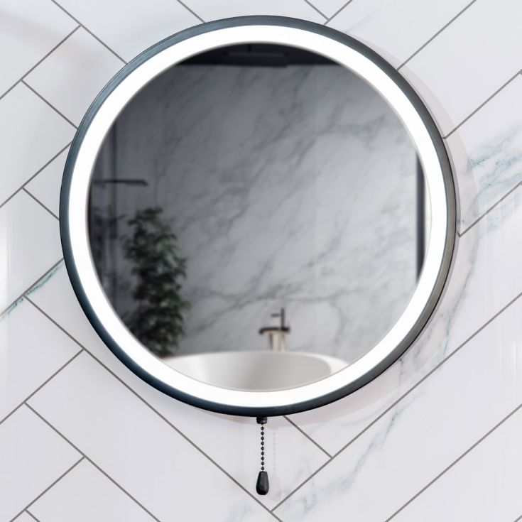 Round Mirror with LED Pull Switch
