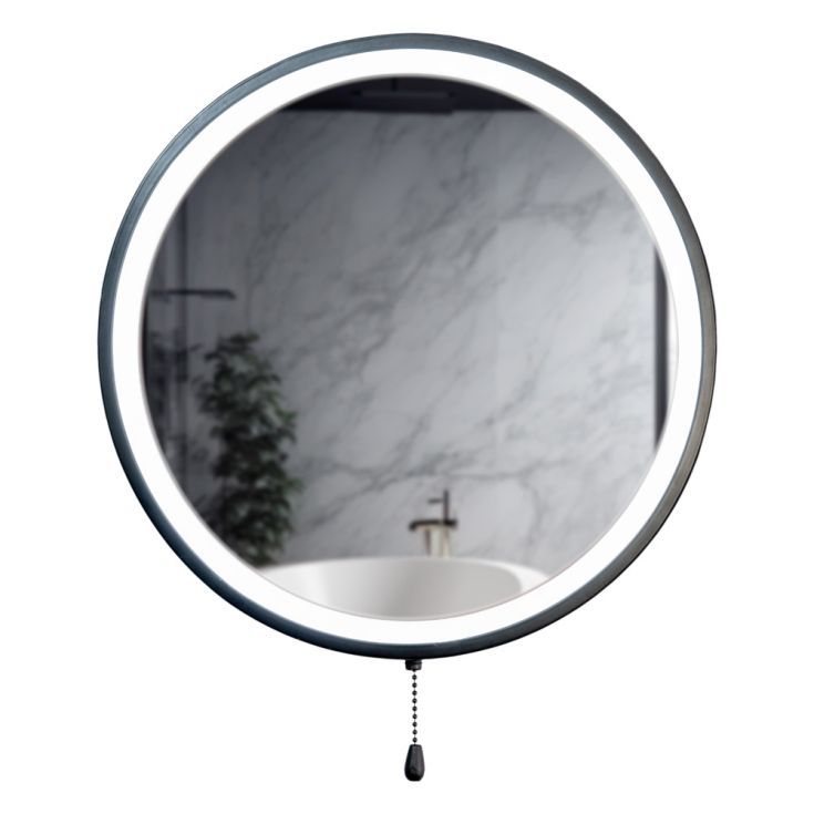 Round Mirror with LED Pull Switch