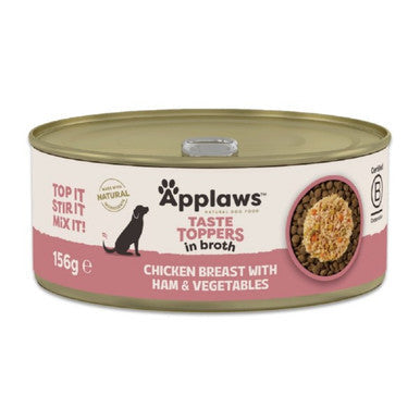 Applaws Taste Toppers Wet Dog Food Chicken Ham and Vegetables Broth Tin, 12 x 156g