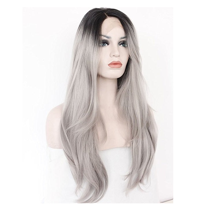 Grey Hand-Hooked Lace Wig