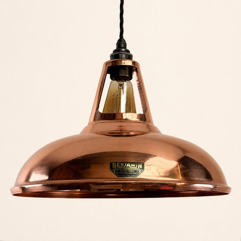 Cawston XL - Genuine Solid Copper Slotted Lampshade Pendant Set Light - 14 Inch