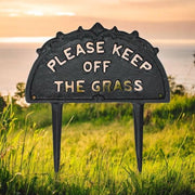 26CM CAST IRON KEEP OFF GRASS WALL SIGN - InStock