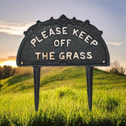 26CM CAST IRON KEEP OFF GRASS WALL SIGN - InStock