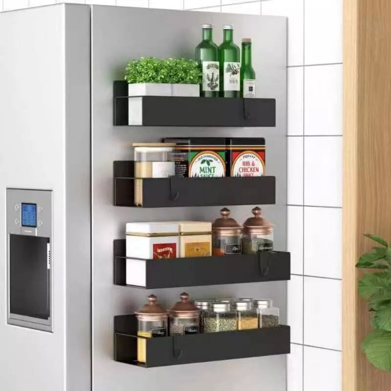2Pcs 1S+1L Spice Rack for Refrigerator Metal Versatile spice rack Storage Space New
