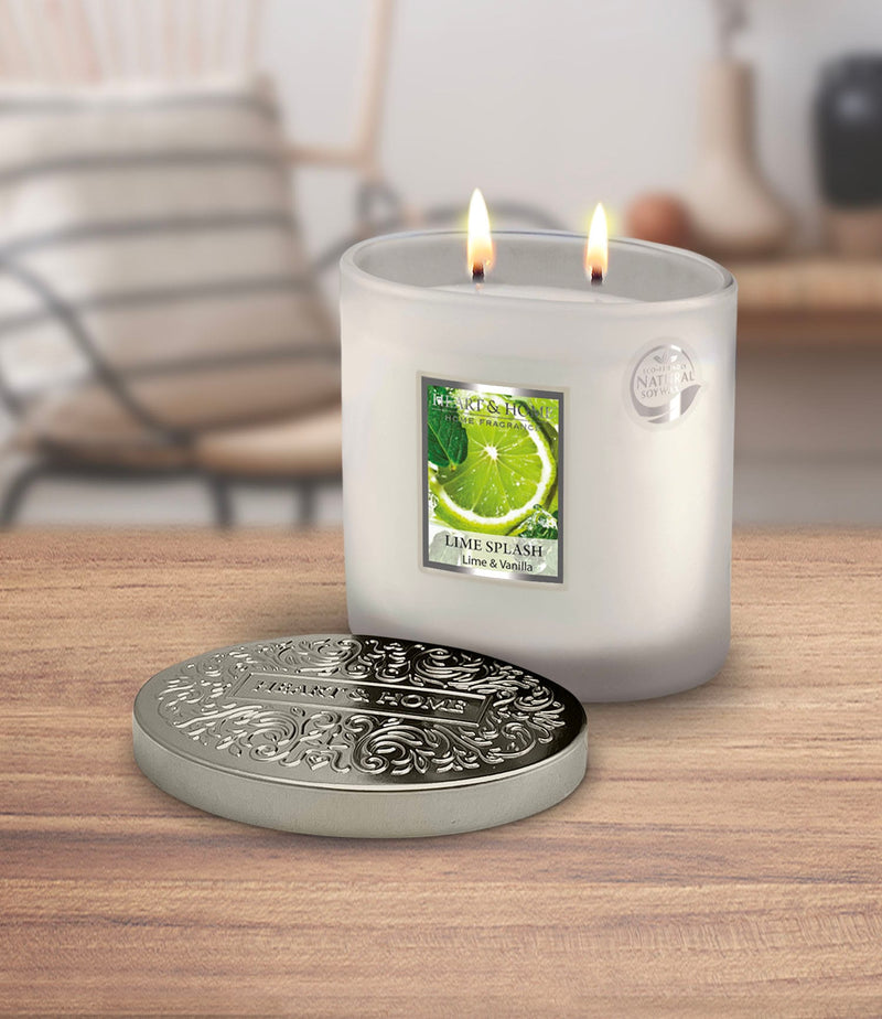 Heart & Home Lime Splash  Twin Wick Ellipse Soy Candle - 40 Hours Burn