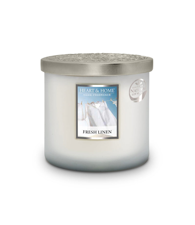 Heart & Home Fresh Linen  Twin Wick Ellipse Soy Candle - 40 Hours Burn